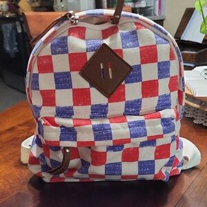 Red and Blue Checkered Backpack
